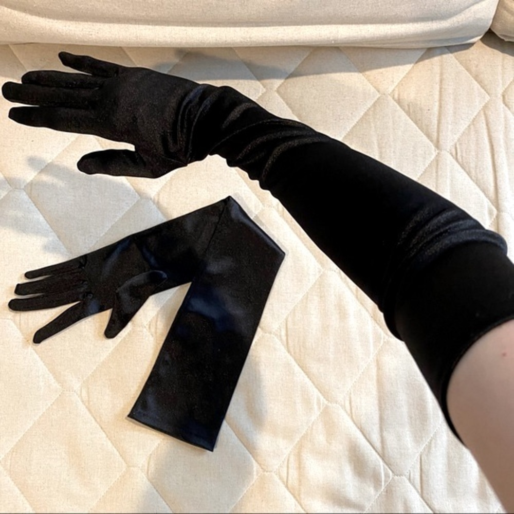 EUC Halloween cosplay goth fancy long satin gloves
